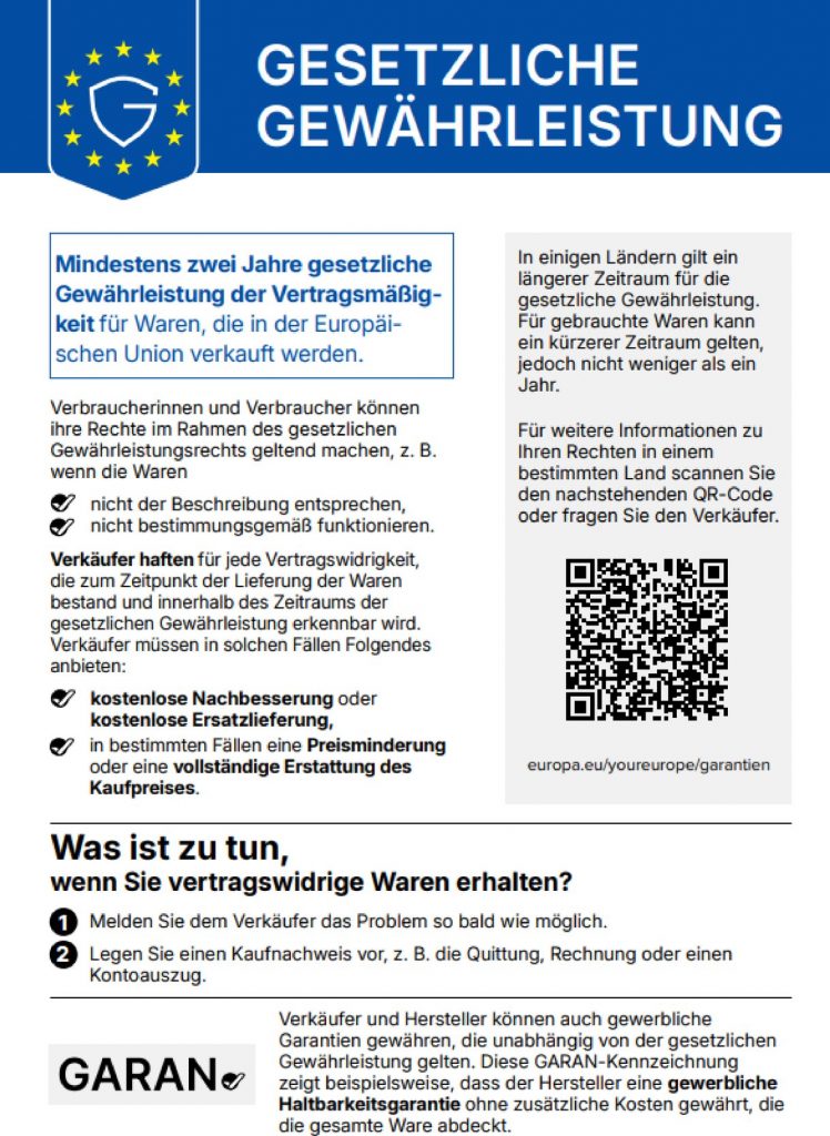 Gewaehrleistungs label deutsch